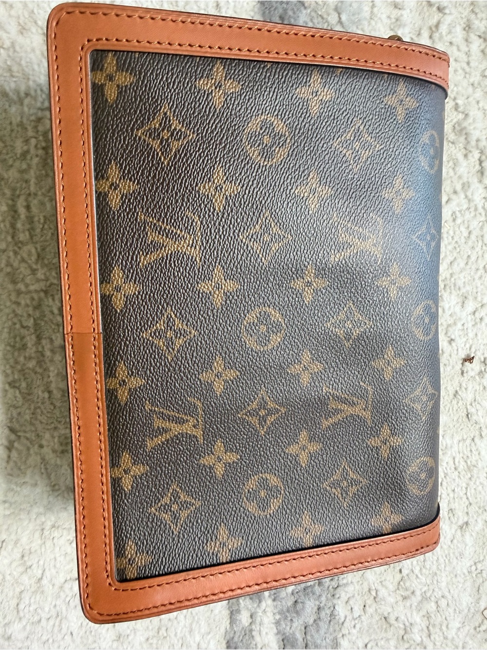Louis Vuitton Brown Monogram Dauphine Bag with Tan Trim and Gold LV Buckle - Picture 5 of 8
